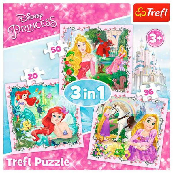 Trefl -  Puzzle 3 em 1 - Princesas