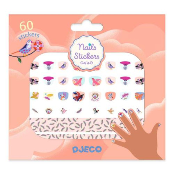 Djeco - 50 Autocolantes para Unhas - Penas