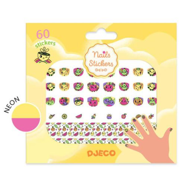 Djeco - 50 Autocolantes para Unhas Neon- Frutas