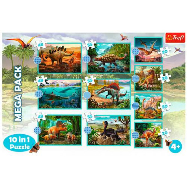 Trefl - Puzzle 10 em 1-Mega Pack Dinossa (90390)