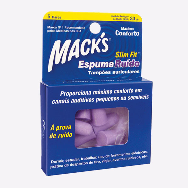 MACKS TAMPÕES ESPUMA RUIDO SLIM FIT 5 PARES
