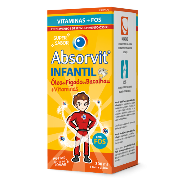 ABSORVIT INFANTIL ÓLEO FÍGADO BACALHAU + VITAMINAS XAROPE 300ML