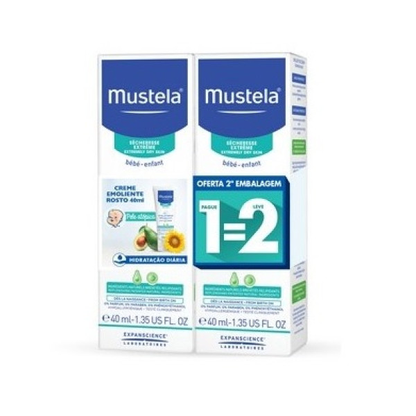 Mustela Stelatopia Duo Creme emoliente rosto 2 x 40 ml com Oferta da 2ª Embalagem