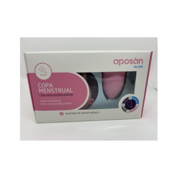 Aposán Mulher Copo menstrual S Silicone + Esterilizador para higienizar copo menstrual no micro-ondas + Saco de transporte