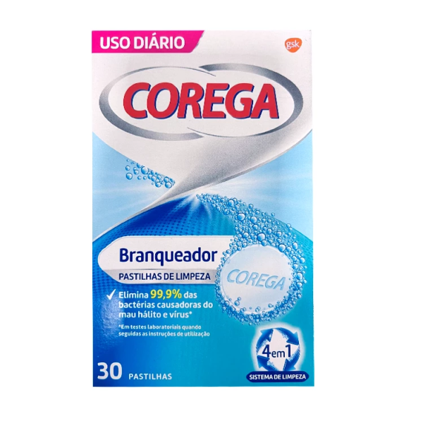 Corega Pastilhas de Limpeza Branqueadoras