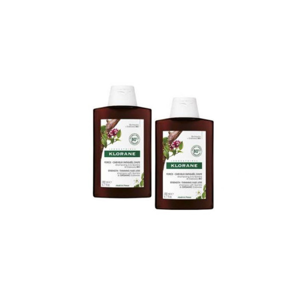 KLORANE QUININA E EDELVAISSE BIO DUO CHAMPÔ ANTIQUEDA CABELO DESVITALIZADO 2 X 400 ML COM DESCONTO DE 50% NA 2ª EMBALAGEM