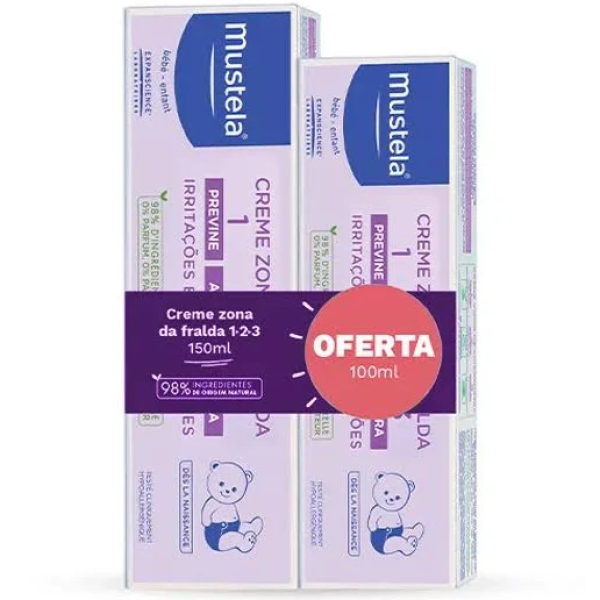 Mustela Bebé Creme Zona Fralda 123 150 ml com Oferta de 2ª Embalagem 100 ml