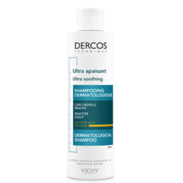 VICHY DERCOS ULTRA-APAZIGUANTE CHAMPÔ COURO CABELUDO SENSÍVEL E REATIVO E CABELOS SECOS 200ML