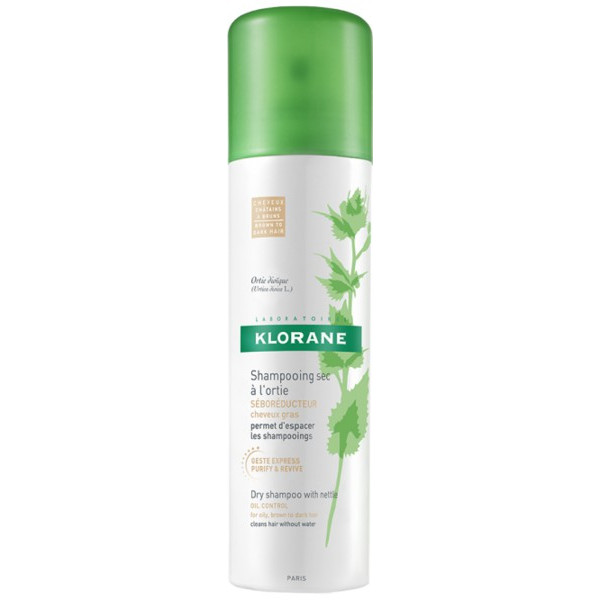 KLORANE CAPILAR CHAMPÔ SECO ORTIGA BRANCA  CAB CASTANHO 150 ml